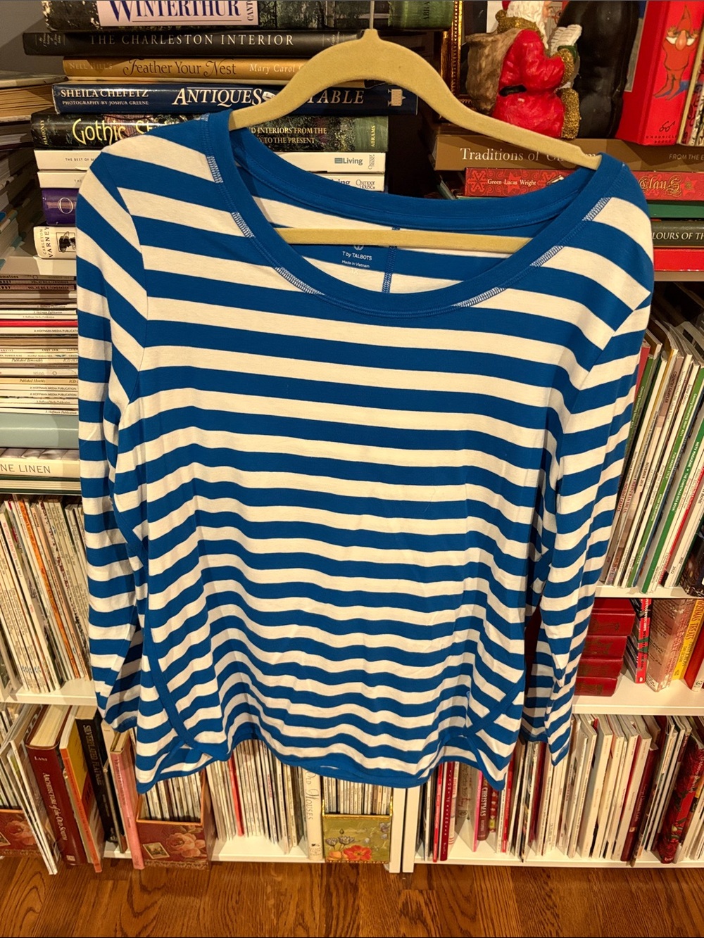 Talbots Blue and White Striped Long-Sleeve Tee